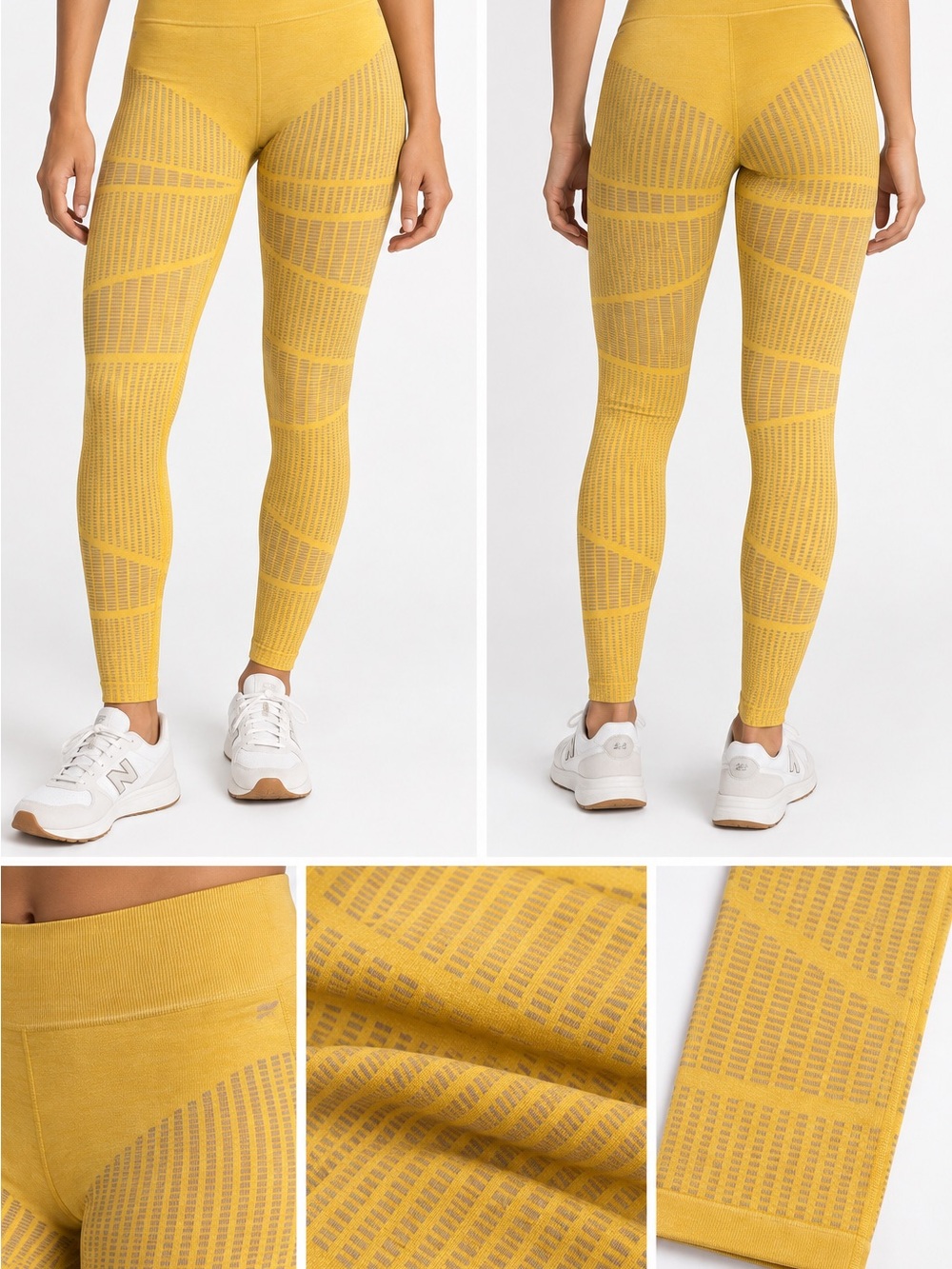 Fabletics High-Rise Dark Paste/Golden Leggings with Textured Seamless Pattern